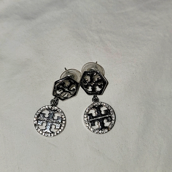 Tory Burch push- back dangle earrings with crystals. - Picture 1 of 7